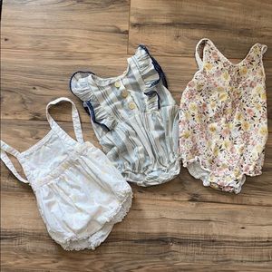 3 baby girl rompers